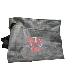 Thirty-One Lunch Bag Charcoal Crosshatch Insulated Cooler Tote - Baseball Mom